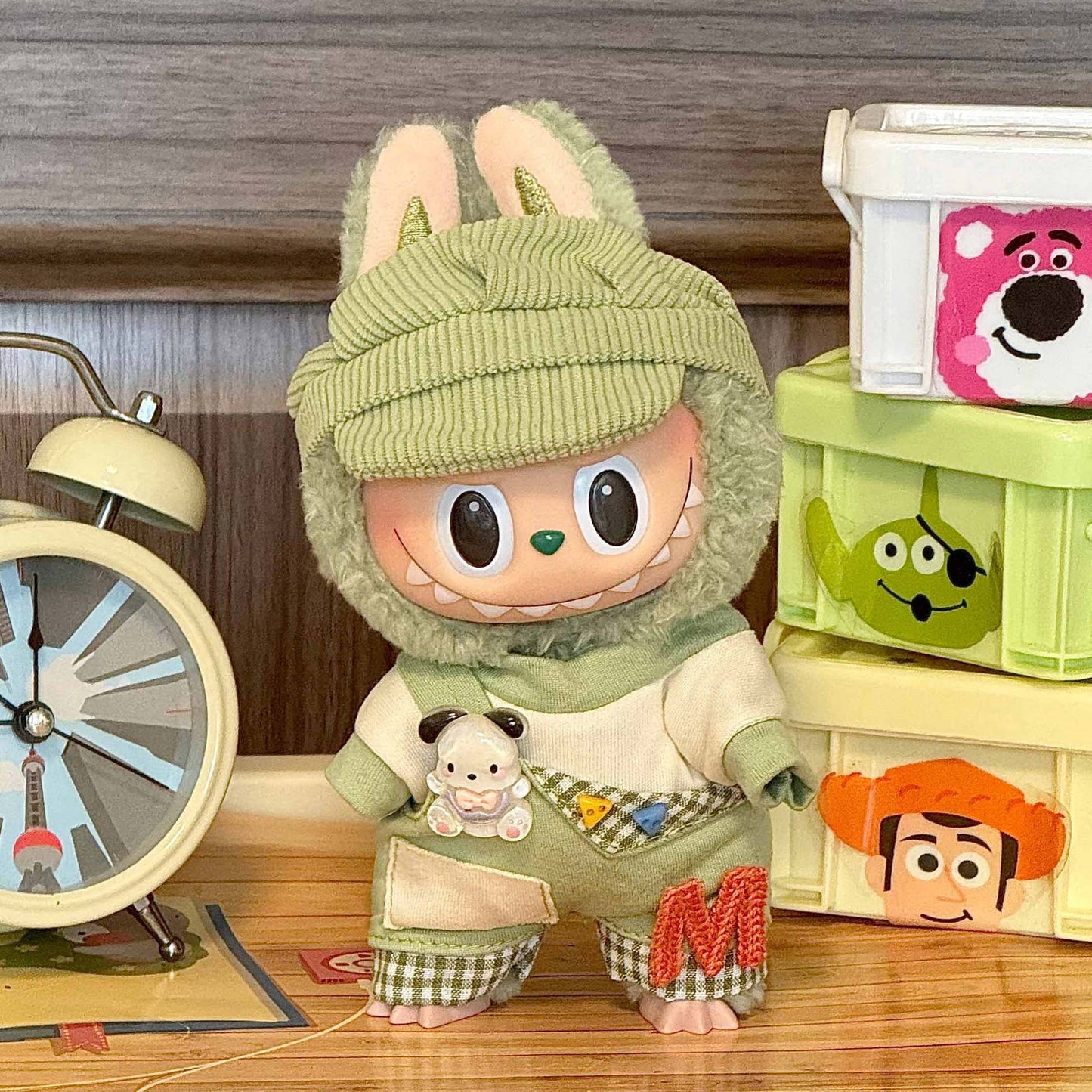 【Olive Odyssey】Clothes for Labubu(NO Doll), Overalls Set for Labubu Clothes 15cm/17cm Doll Accessories Suit, Doll Outfit Stylish Doll Clothes for Doll(green)