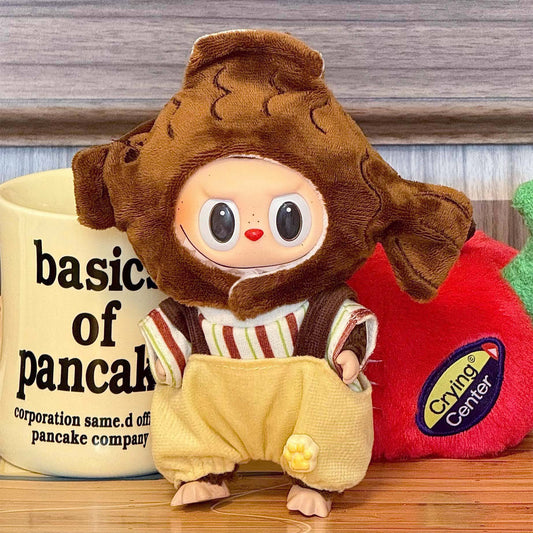 【Maple Syrup】Clothes for Labubu(NO Doll), Overalls Set for Labubu Clothes 15cm/17cm Doll Accessories Suit, Doll Outfit Stylish Doll Clothes for Doll(brown)