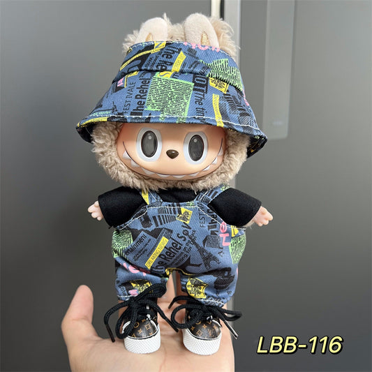 【Marin】Clothes for Labubu(NO Doll), Overalls Set for Labubu Clothes 15cm/17cm Doll Accessories Suit, Doll Outfit Stylish Doll Clothes for Doll(blue)