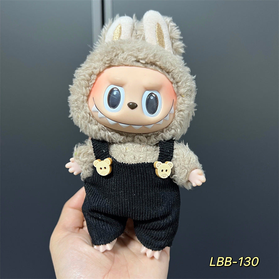 【Velvet Vengeance】Clothes for Labubu(NO Doll), Overalls Set for Labubu Clothes 15cm/17cm Doll Accessories Suit, Doll Outfit Stylish Doll Clothes for Doll(black)
