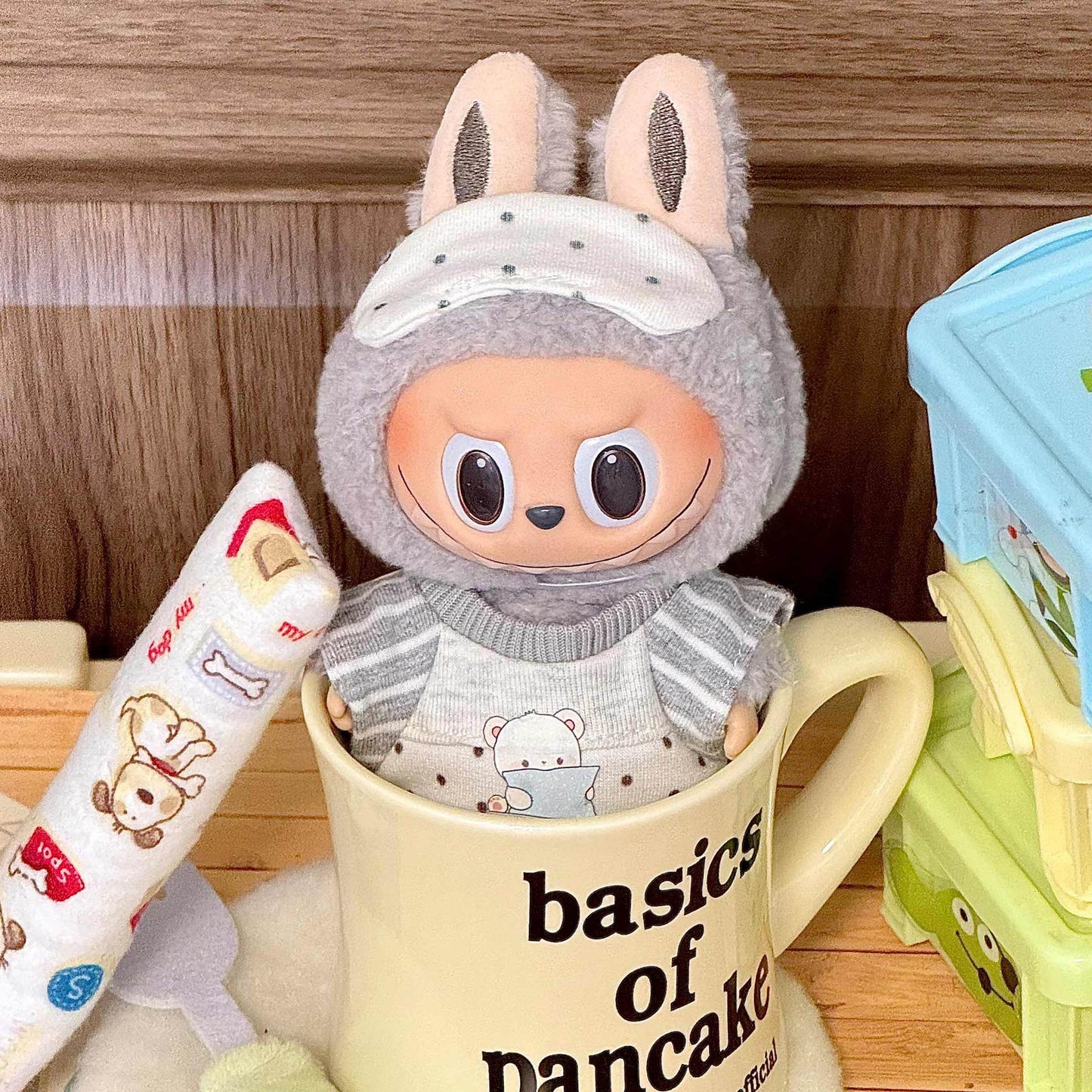 【Sweet Dream】Clothes for Labubu(NO Doll), Overalls Set for Labubu Clothes 15cm/17cm Doll Accessories Suit, Doll Outfit Stylish Doll Clothes for Doll(grey)