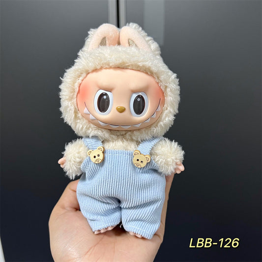 【Cerulean】Clothes for Labubu(NO Doll), Overalls Set for Labubu Clothes 15cm/17cm Doll Accessories Suit, Doll Outfit Stylish Doll Clothes for Doll(blue)