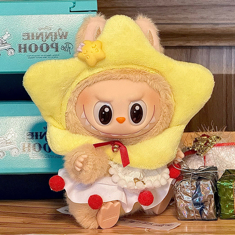 【super star】Clothes for Labubu(NO Doll), Overalls Set for Labubu Clothes 15cm/17cm Doll Accessories Suit, Doll Outfit Stylish Doll Clothes for Doll(yellow)