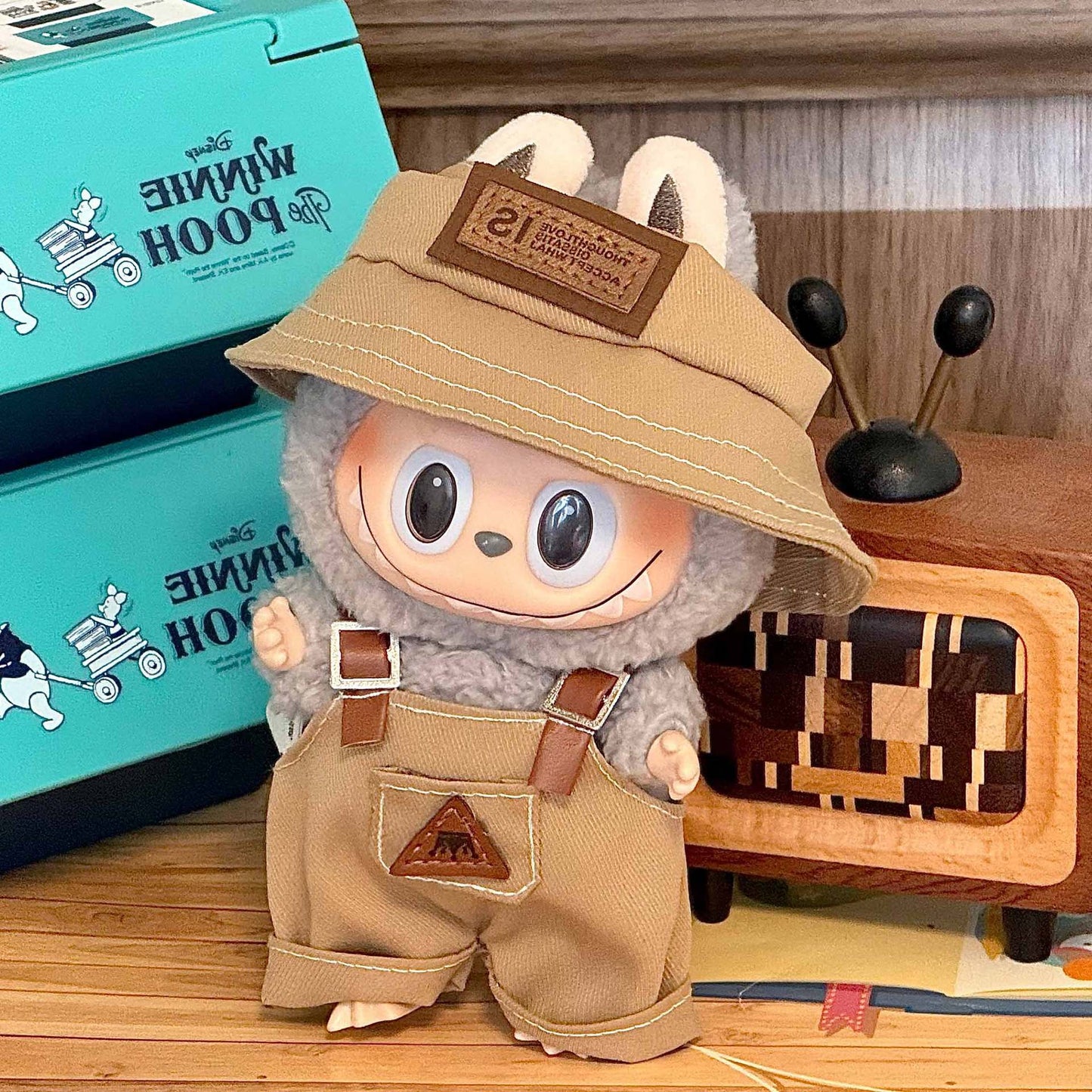 【Mahogany Majesty】Clothes for Labubu(NO Doll), Overalls Set for Labubu Clothes 15cm/17cm Doll Accessories Suit, Doll Outfit Stylish Doll Clothes for Doll(brown)
