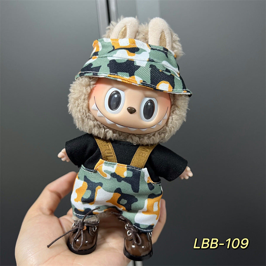 【Olive Odyssey】Clothes for Labubu(NO Doll), Overalls Set for Labubu Clothes 15cm/17cm Doll Accessories Suit, Doll Outfit Stylish Doll Clothes for Doll(green)