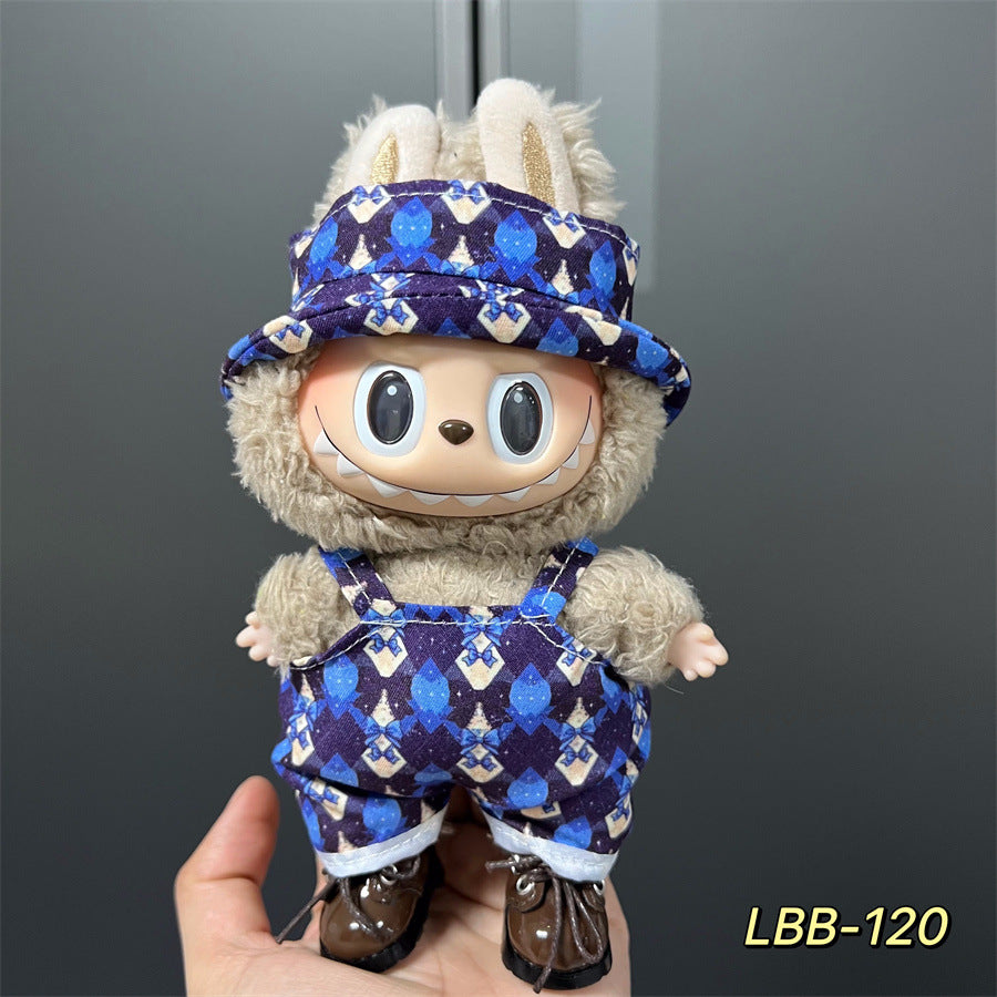 【Navy Nimbus】Clothes for Labubu(NO Doll), Overalls Set for Labubu Clothes 15cm/17cm Doll Accessories Suit, Doll Outfit Stylish Doll Clothes for Doll(blue)