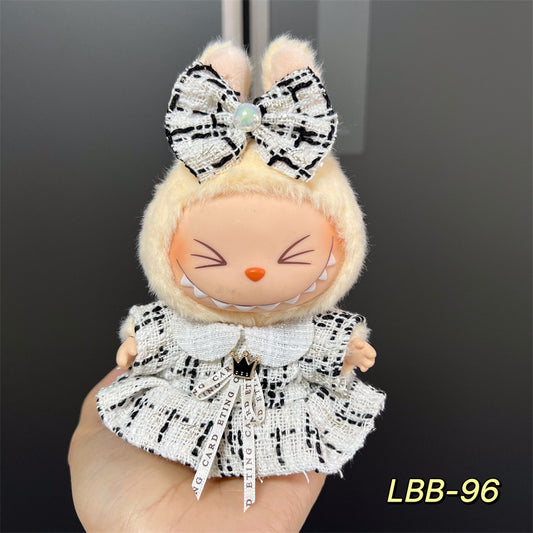 【Victorian Vines】Clothes for Labubu(NO Doll), Overalls Set for Labubu Clothes 15cm/17cm Doll Accessories Suit, Doll Outfit Stylish Doll Clothes for Doll(white)
