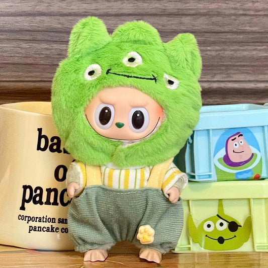 【Neon Zest】Clothes for Labubu(NO Doll), Overalls Set for Labubu Clothes 15cm/17cm Doll Accessories Suit, Doll Outfit Stylish Doll Clothes for Doll(red)